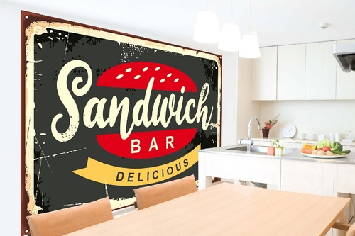 Vlies Fototapete - Altes Sandwich Bar Schild 375 x 250 cm